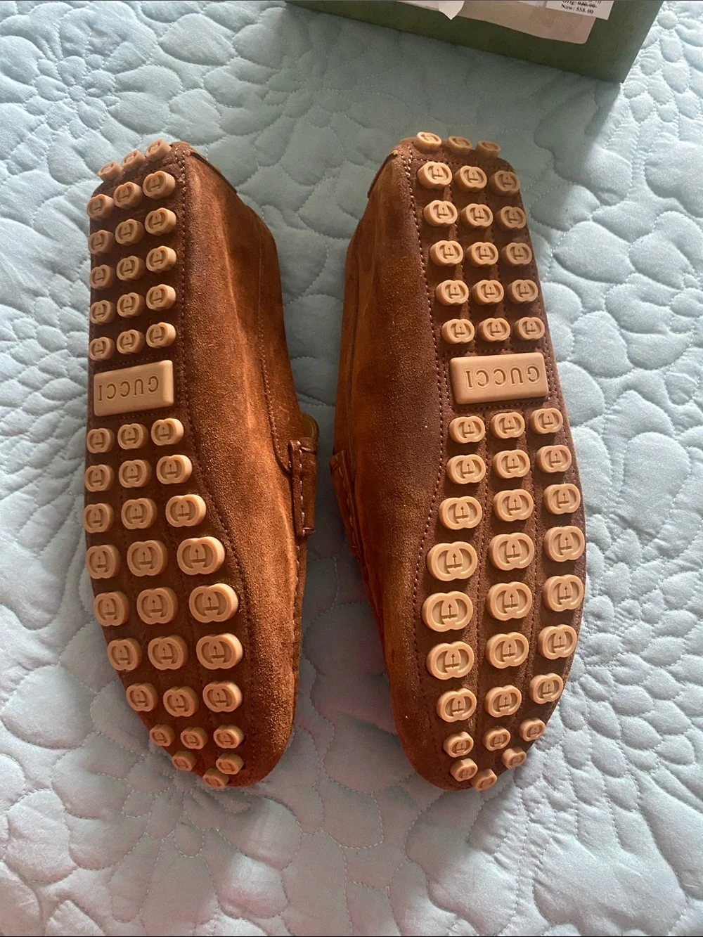 Gucci Brown Suede Horsebit Driving Loafers retail $930
